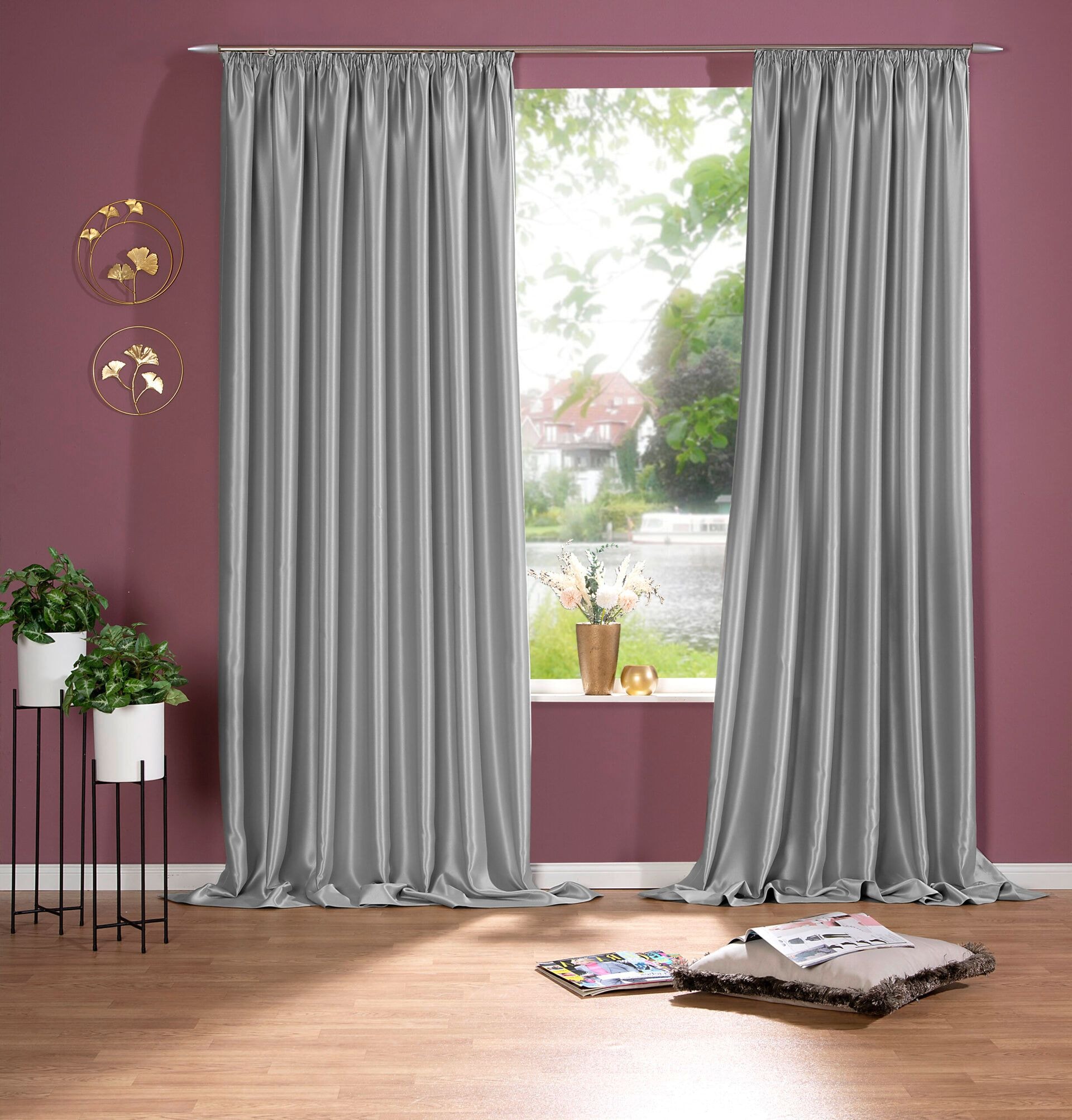 Vorhang »Blackout Satin« Hellgrau