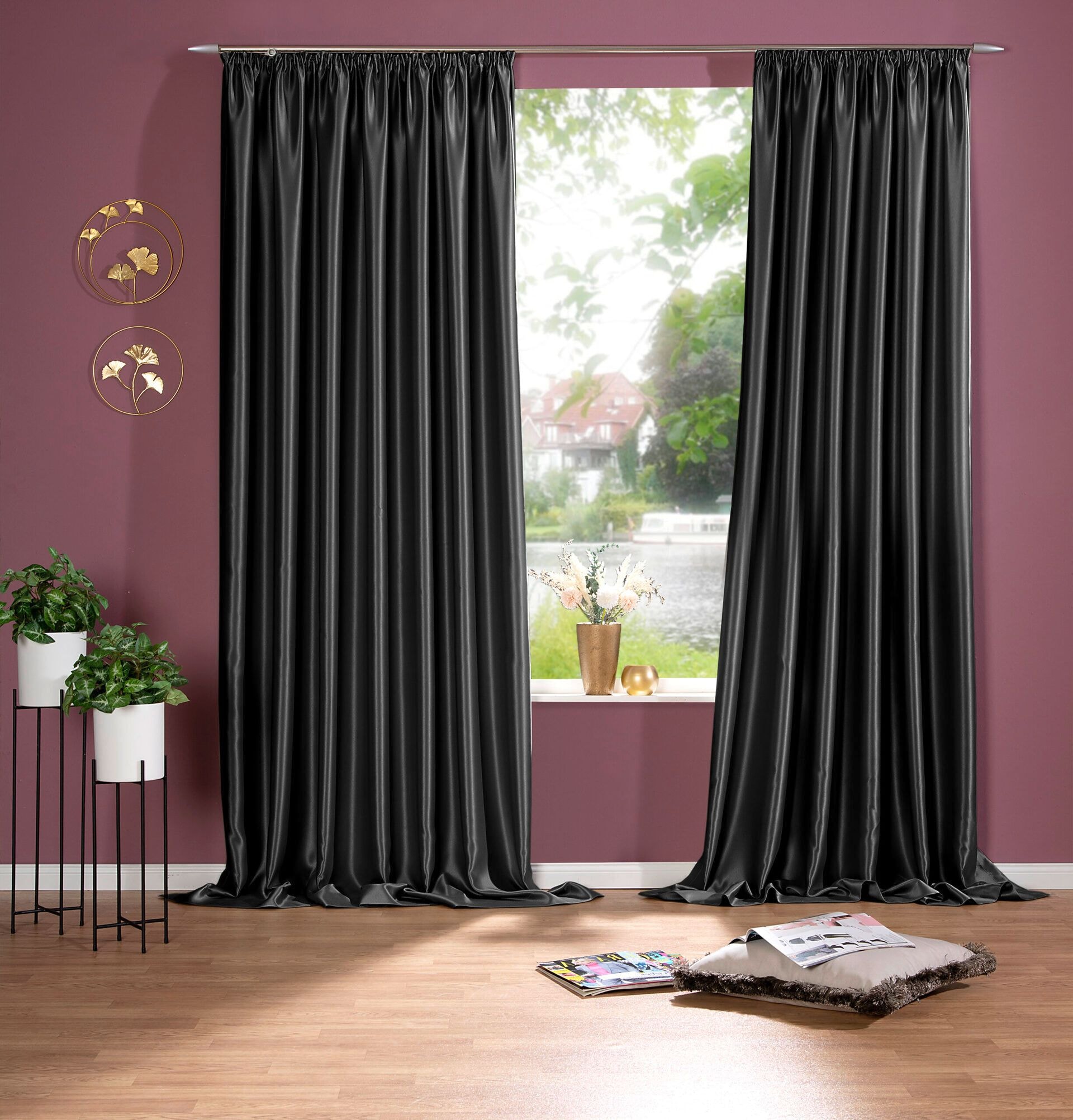 Vorhang »Blackout Satin« Schwarz